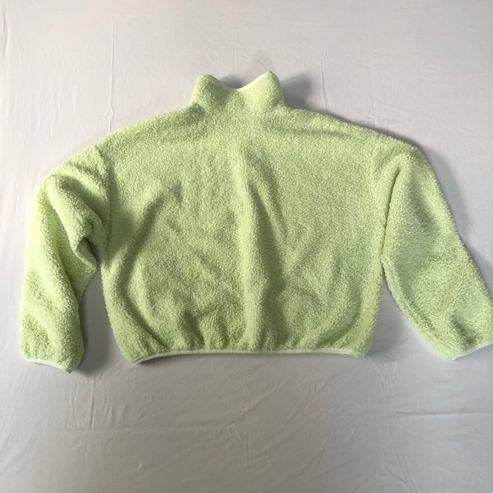 Old Navy Lime Green Cropped Sherpa Quarter-Zip Size Small - Picture 8 of 10